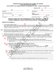 Instructions for Form 1B Verified Complaint for Possession of Real Property (Violation of Obligations of Tenancy or Other Grounds for Eviction - Residential Property) - Washington, D.C., Page 4
