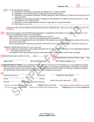 Instructions for Form 1B Verified Complaint for Possession of Real Property (Violation of Obligations of Tenancy or Other Grounds for Eviction - Residential Property) - Washington, D.C., Page 5