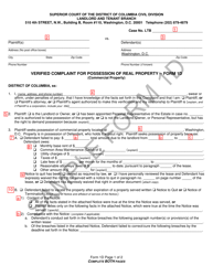 Instructions for Form 1D Verified Complaint for Possession of Real Property (Commercial Property) - Washington, D.C., Page 4
