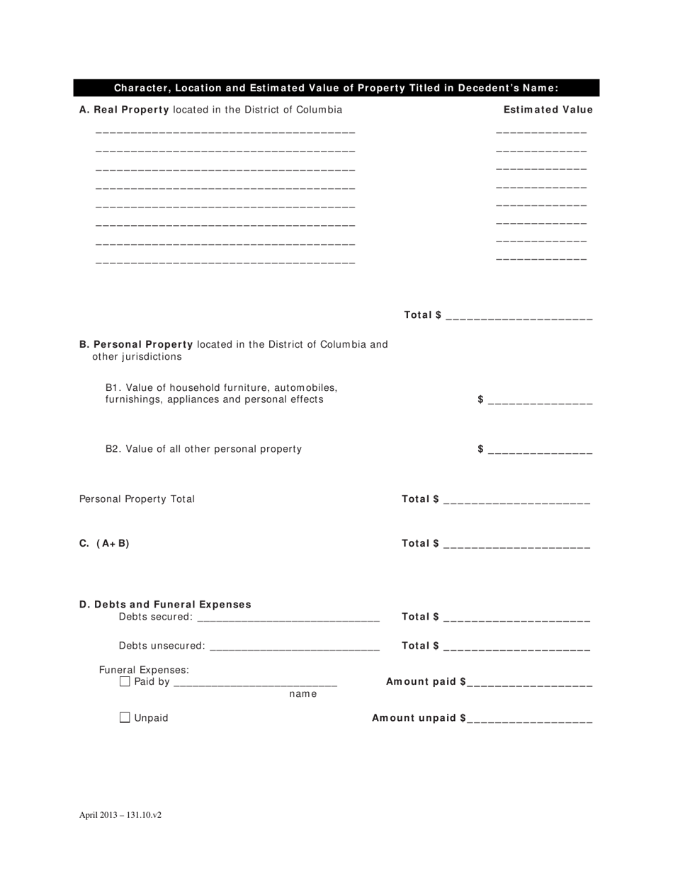 Petition for Probate - Washington, D.C., Page 4