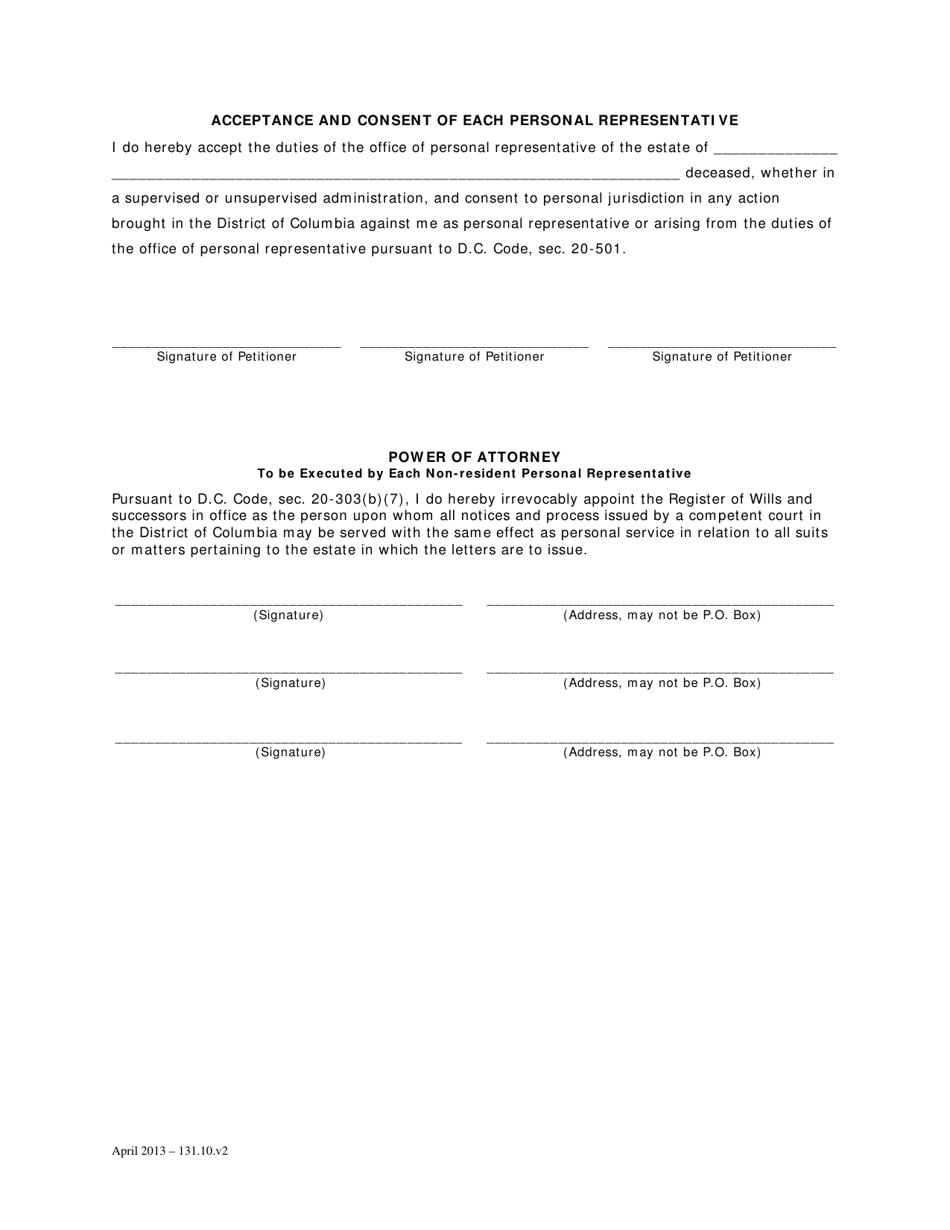 Petition for Probate - Washington, D.C., Page 6
