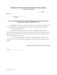 Petition for Termination of Appointment of Supervised Personal Representative, Notice Accompanying Petition and Order - Washington, D.C., Page 3