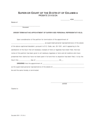 Petition for Termination of Appointment of Supervised Personal Representative, Notice Accompanying Petition and Order - Washington, D.C., Page 4