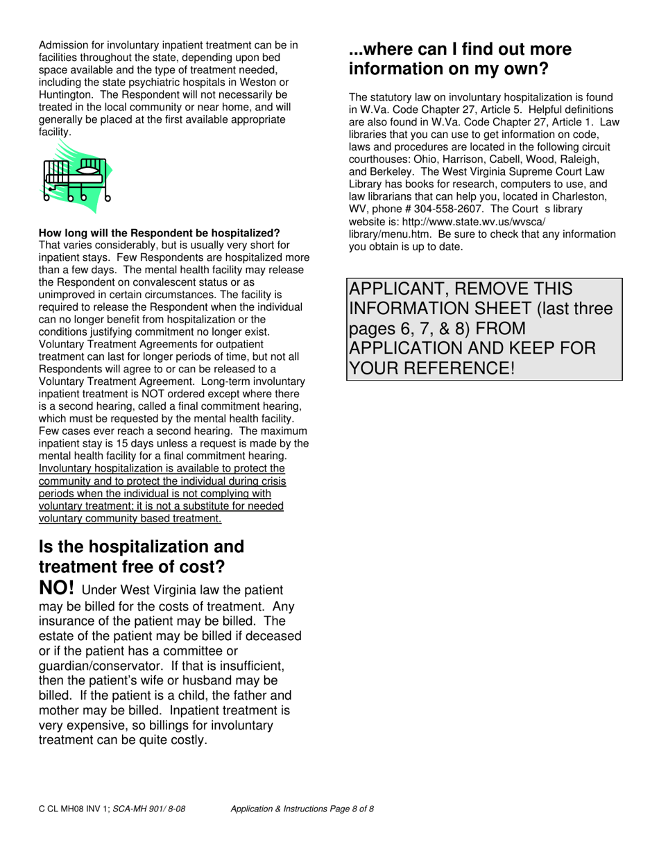 Form INV1 Application for Involuntary Custody for Mental Health Examination - West Virginia, Page 8