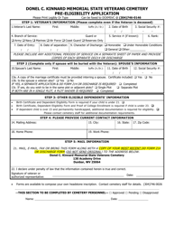 Document preview: Donel C. Kinnard Memorial State Veterans Cemetery Pre-eligibility Application - West Virginia