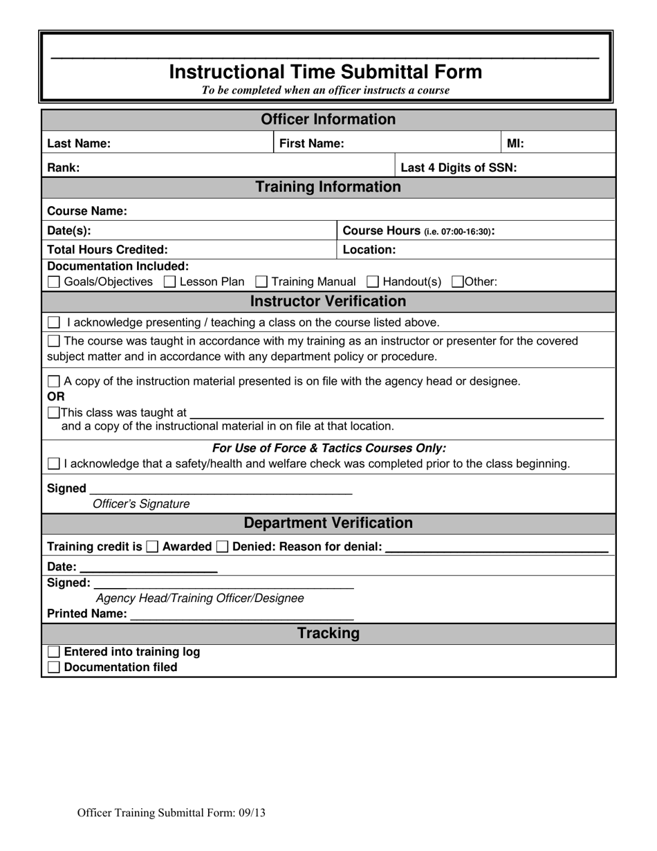 Instructional Time Submittal Form - Vermont, Page 1