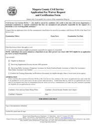 Application Fee Waiver Request and Certification Form - Niagara County, New York, Page 2