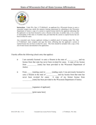 Form DJ-LE-289 &quot;State of Wisconsin Out-of-State License Affirmation&quot; - Wisconsin