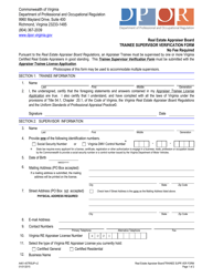Document preview: Form A461-40TRSUP Trainee Supervisor Verification Form - Virginia