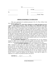 Document preview: Order of Referral to Mediation - Collin County, Texas