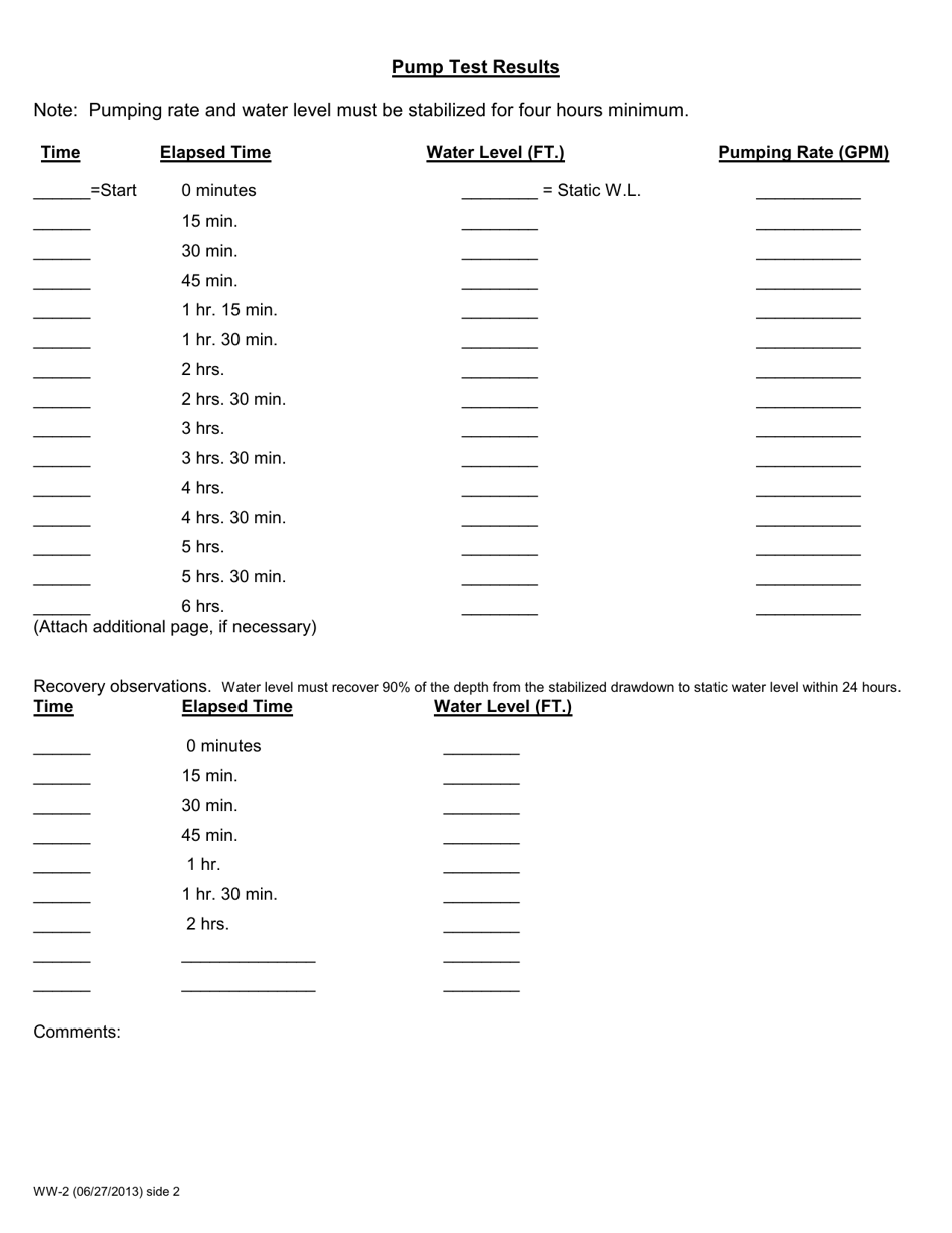 Form WW-2 Application for Approval of 5 Gpm Well - Dutchess County, New York, Page 2