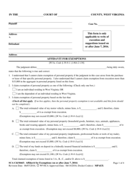 Form SCA-C&amp;M665 Affidavit for Exemptions - West Virginia