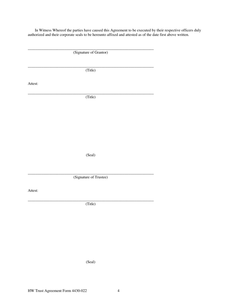 Form 4430-022 Trust Agreement for Use by Hazardous Waste Facilities - Wisconsin, Page 4