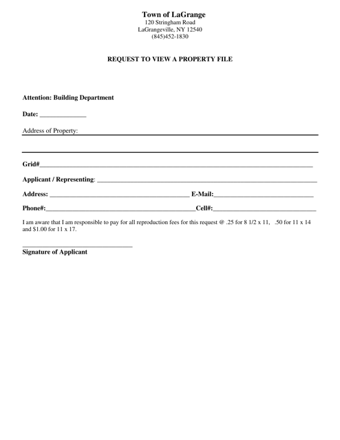 Request to View a Property File - Town of LaGrange, New York Download Pdf