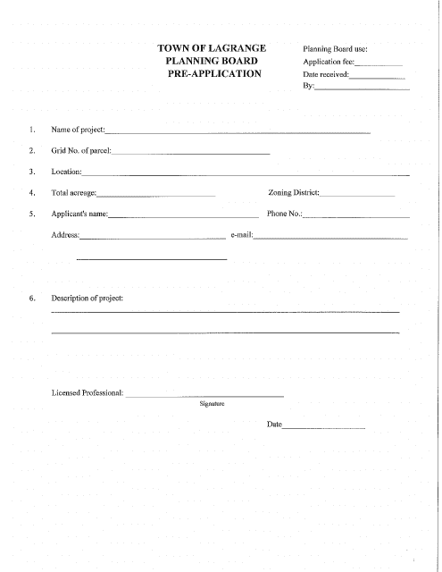 Planning Pre-application - Town of LaGrange, New York Download Pdf