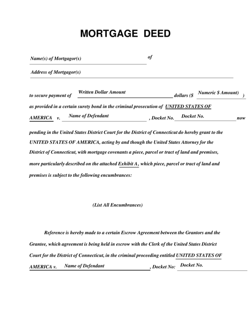 Mortgage Deed - Connecticut Download Pdf