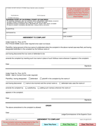 Document preview: Form CIV-012 Amendment to Complaint - County of San Diego, California