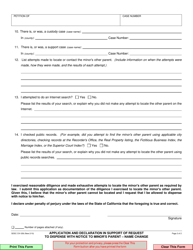 Form CIV-256 Application and Declaration in Support of Request to Dispense With Notice to Minor&#039;s Parent - Name Change - County of San Diego, California, Page 2