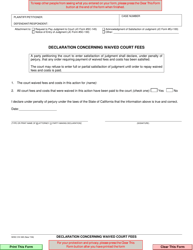 Document preview: Form CIV-365 Declaration Concerning Waived Court Fees - County of San Diego, California