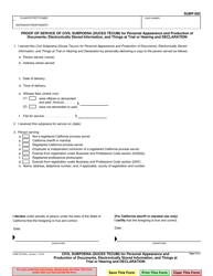 Form SUBP-002 Civil Subpoena (Duces Tecum) for Personal Appearance and Production of Documents, Electronically Stored Information, and Things at Trial or Hearing and Declaration - County of San Diego, California, Page 3