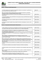 Document preview: Compost Facility Inspection Form - Less Than 5,000 Cy Source-Separated Compostable Materials - Wisconsin