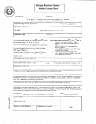 Form VS-181 Affidavit of Absent Applicant for Marriage License - Webb County, Texas, Page 2