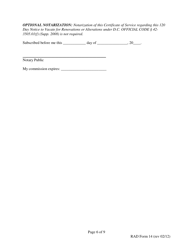 RAD Form 14 120 Day Notice to Vacate for Renovations or Alterations - Washington, D.C., Page 6