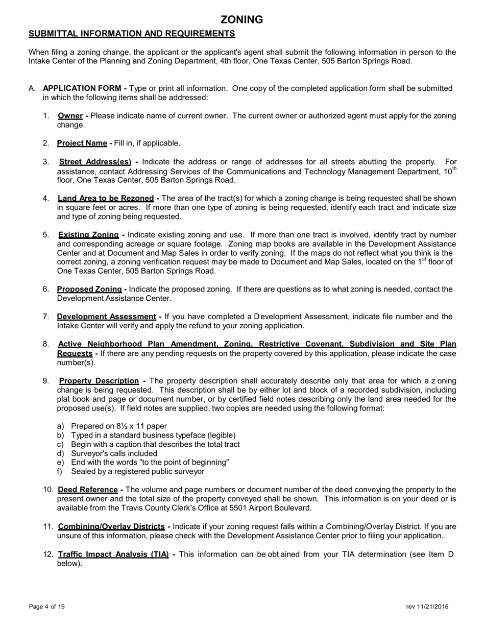 Application for Zoning - City of Austin, Texas, Page 4