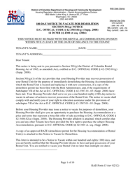 Document preview: RAD Form 15 180 Day Notice to Vacate for Demolition - Washington, D.C.