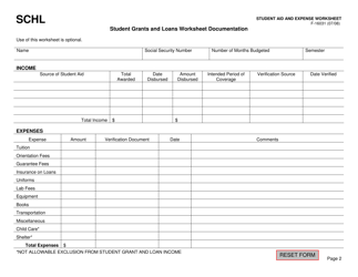 Form F-16031 Student Aid and Expense Worksheet - Wisconsin, Page 2