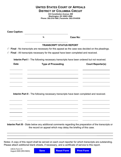 USCA Form 51  Printable Pdf