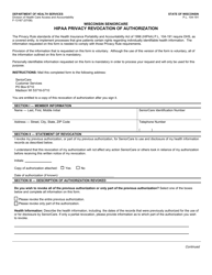 Document preview: Form F-13167 HIPAA Privacy Revocation of Authorization - Wisconsin Seniorcare - Wisconsin