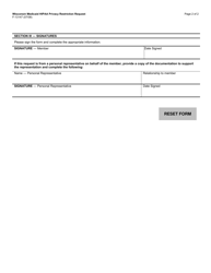 Form F-13147 Wisconsin Medicaid HIPAA Privacy Restriction Request - Wisconsin, Page 2