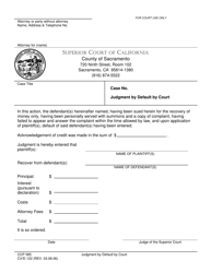 Document preview: Form CV/E-122 Post Judgment - Judgment by Default by Court - County of Sacramento, California