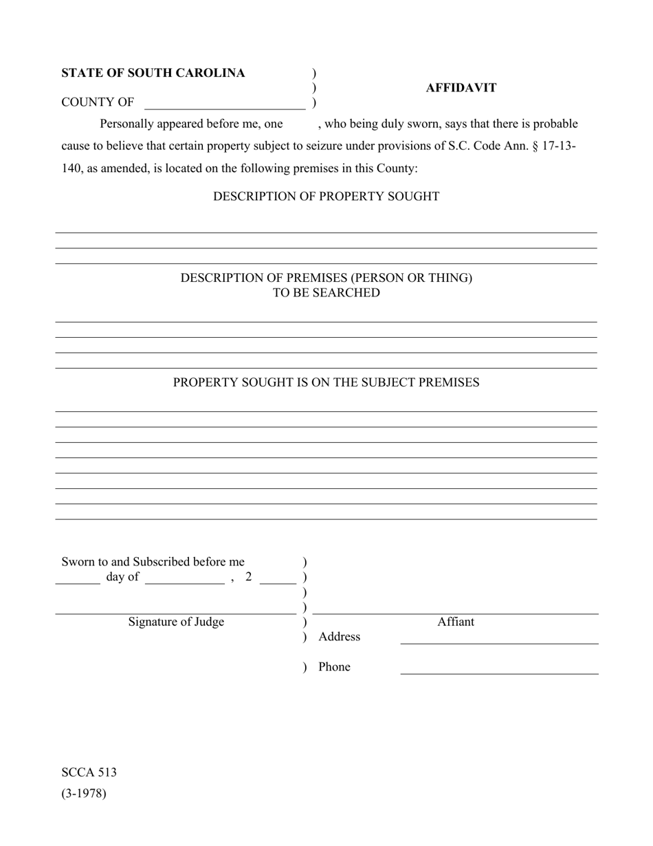 Form SCCA513 Search Warrant - South Carolina, Page 2
