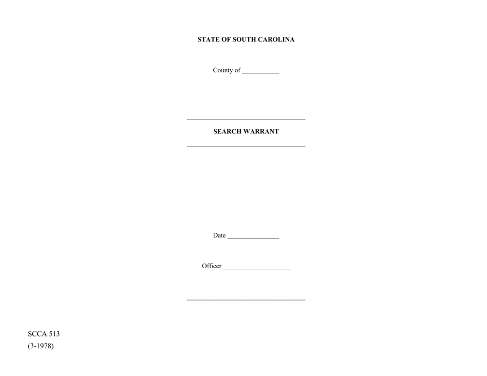 Form SCCA513 Download Printable PDF Or Fill Online Search Warrant South 