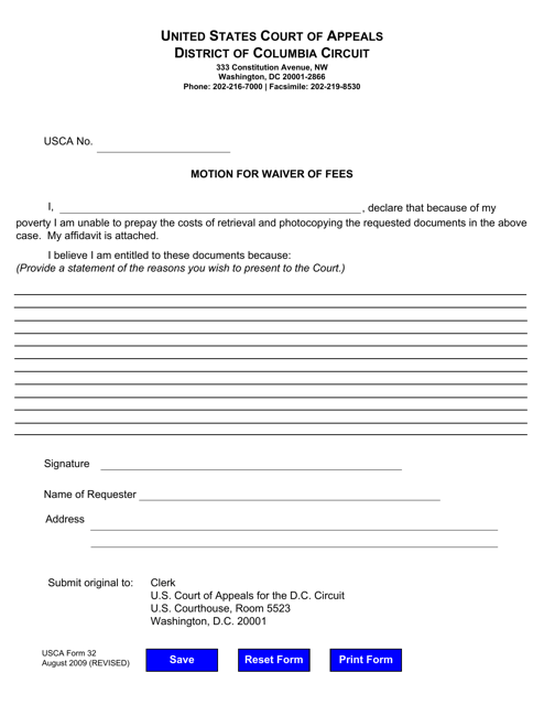 USCA Form 32 Printable Pdf