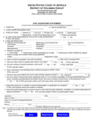 Document preview: USCA Form 42 Civil Docketing Statement - Washington, D.C.