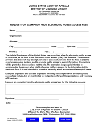 USCA Form 33 &quot;Request for Exemption From Electronic Public Access Fees&quot; - Washington, D.C.