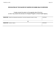Form F-62369 &quot;Waiver of Hospice or Home Health Services by a Terminally Ill Resident of a Community Based Residential Facility (Cbrf)&quot; - Wisconsin, Page 2