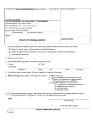 Document preview: Form PR-E-LP-015 Proof of Personal Service - County of Sacramento, California