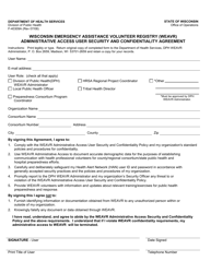 Document preview: Form F-40309A Wisconsin Emergency Assistance Volunteer Registry (Weavr) Administrative Access User Security and Confidentiality Agreement - Wisconsin