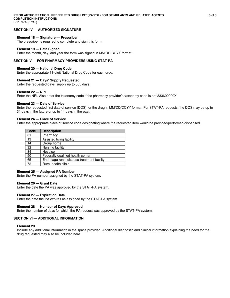 Instructions for Form F-11097 Prior Authorization / Preferred Drug List (Pa / Pdl) for Stimulants and Related Agents - Wisconsin, Page 3