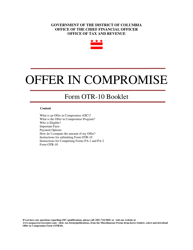 Document preview: Form OTR-10 Offer in Compromise - Washington, D.C.