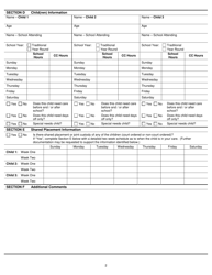 Form DCF-F-2742-E Child Care Authorization Worksheet - Wisconsin, Page 2