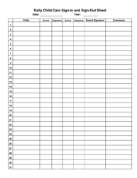 Daily Child Care Sign-In and Sign-Out Sheet - South Dakota, Page 3