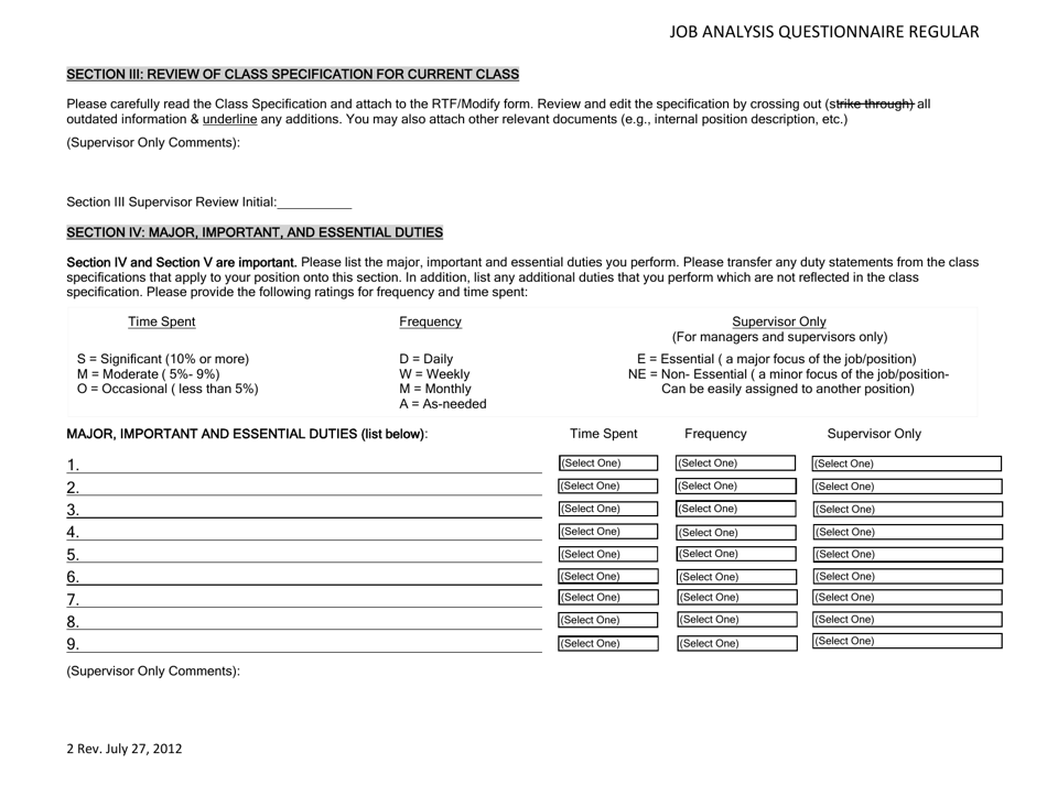 Job Analysis Questionnaire - City and County of San Francisco, California, Page 2