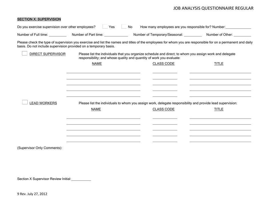 Job Analysis Questionnaire - City and County of San Francisco, California, Page 9