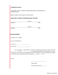 Form ROD39 Transfer-On-Death Deed - Washington, D.C., Page 2