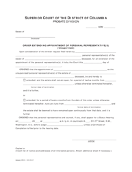 Request for Extension of Personal Representative&#039;s Appointment and Order - Washington, D.C., Page 3